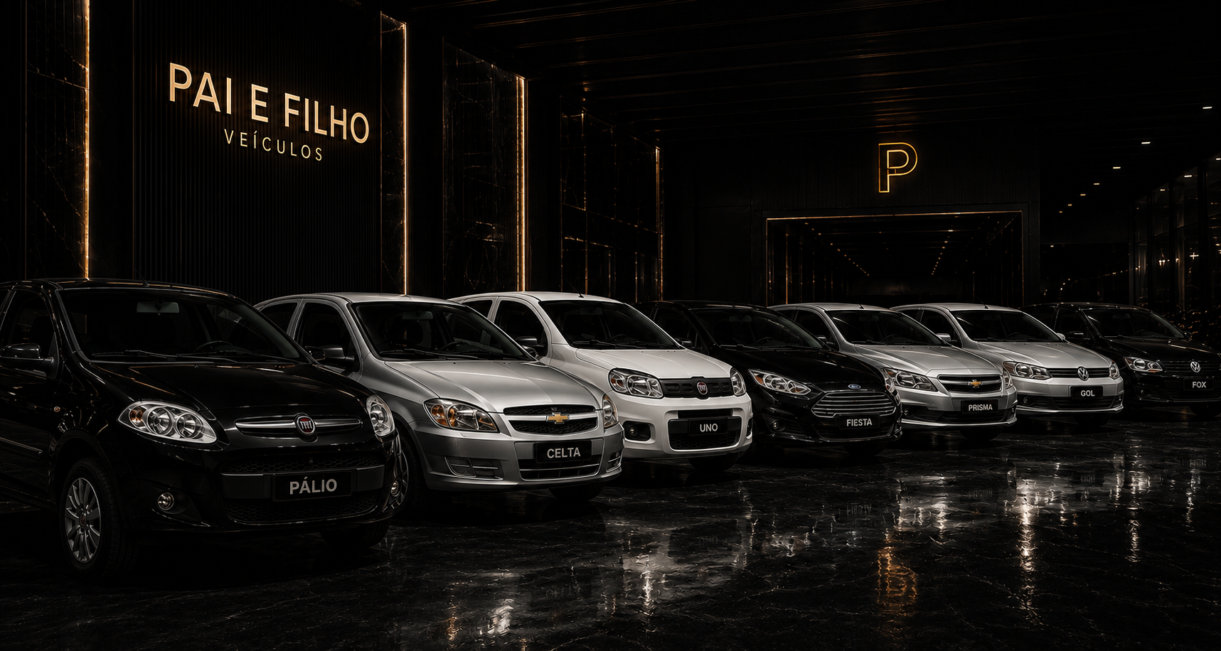 Showroom Pai & Filho Veículos com carros seminovos